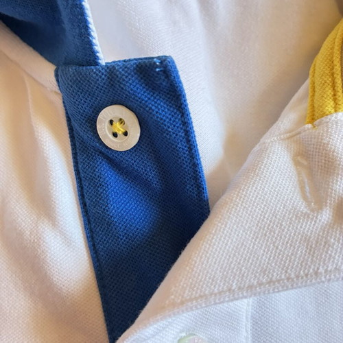 U.S. Polo Assn. White Piqué Polo Shirt Large with Yellow Embroidery