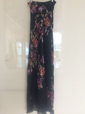 RITA PATERONI Long Dress Black With Roses Size M Used