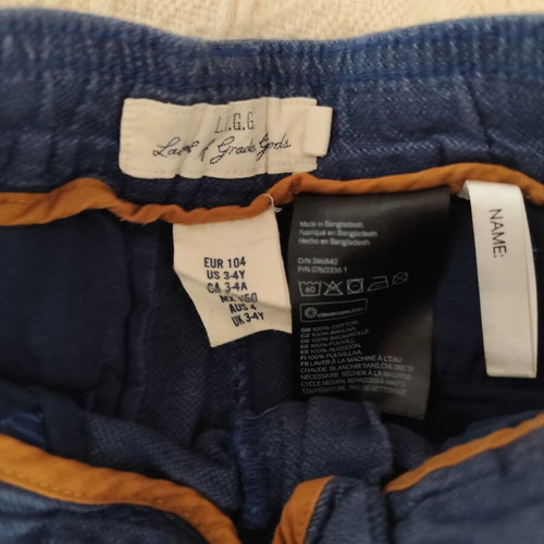 H&M fabric pants like new, size 3-4, blue