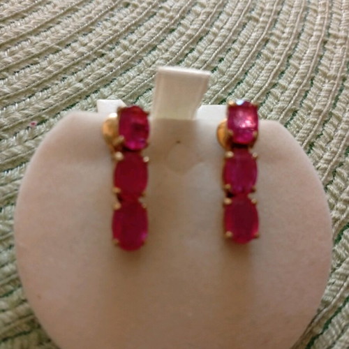 Riviera silver 925 gold-plated earrings with ruby root new