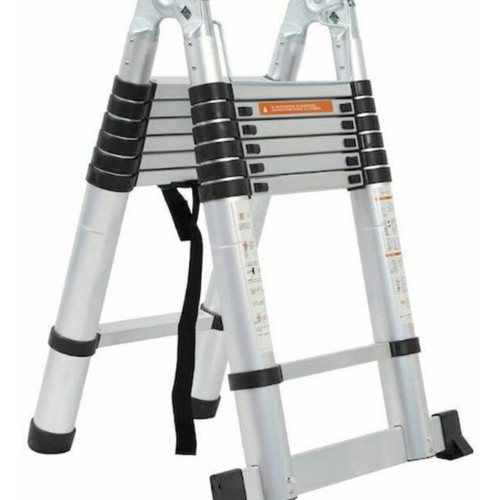 Double folding telescopic ladder new, aluminum 14 steps