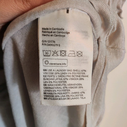 Women's Asymmetrical Blouse H&M Divided with Linen – Beige/Grey (Size S)