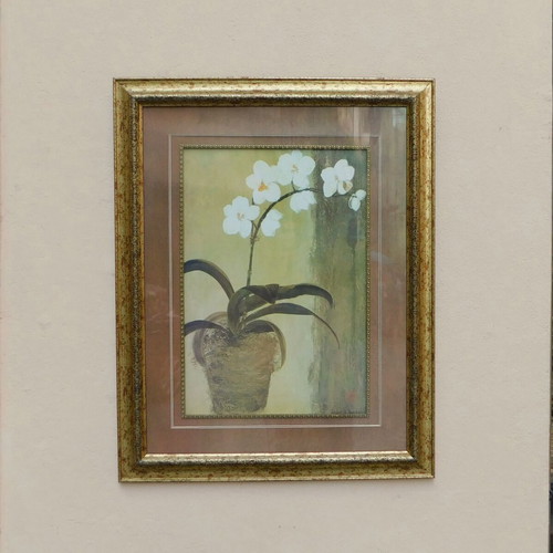Framed painting with protective glass, signed, reproduction