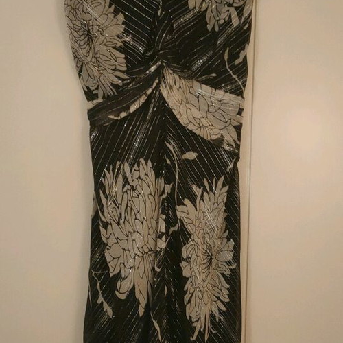 BCBZ Max Azria silk dress like new, black and silver