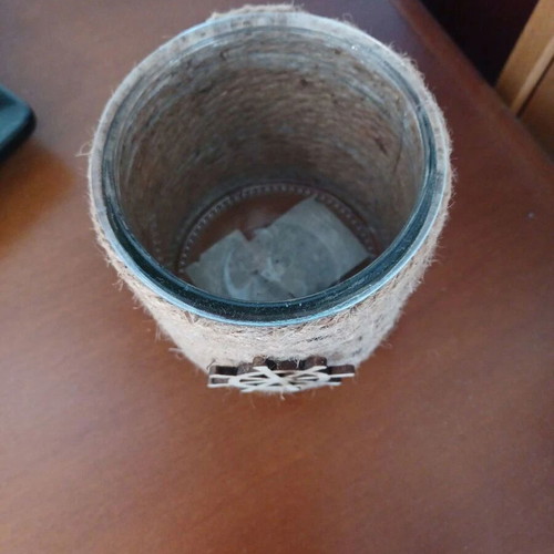 Glass Candlestick with Twine like new