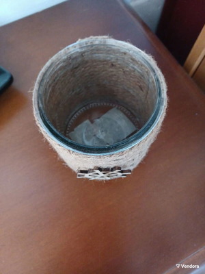 Glass Candlestick with Twine like new