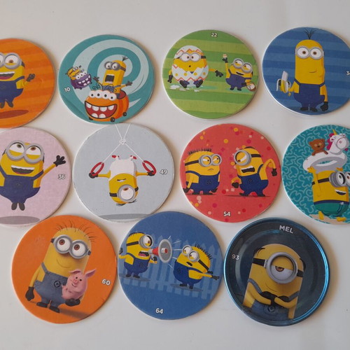 Minions Chipicao tags pack of 11 used, one metal