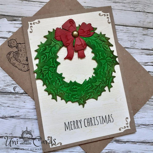 Handmade Christmas Cards set of 3 with poinsettia, wreath and carols