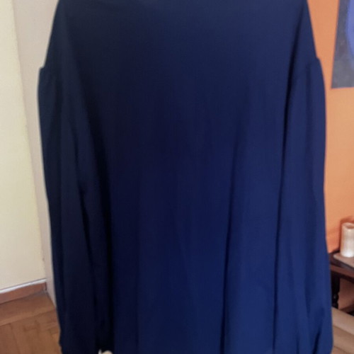 Women's oversized blouse dark blue with boxnow and puff sleeves new