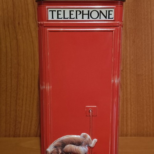 Metal money box shaped like a telephone kiosk like new