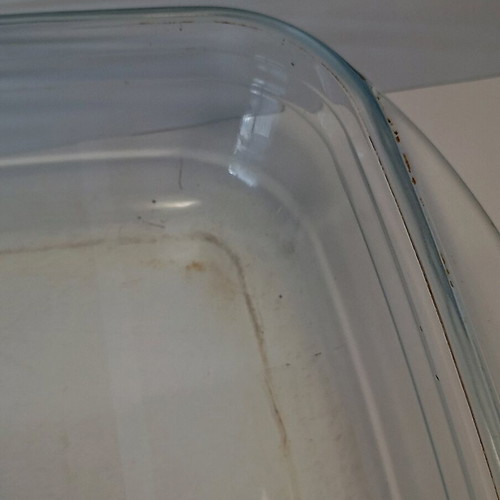 Glass baking dish used, size 39x24 cm, French origin