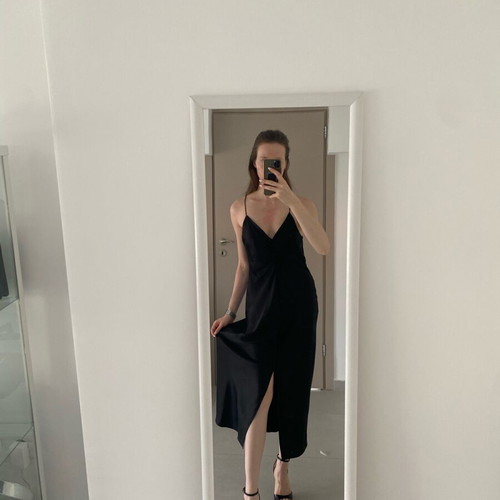 Zara midi satin dress black new, size S -  17,00 - Vendora.cy