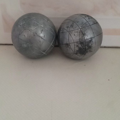 Petanque metal balls used, set of two