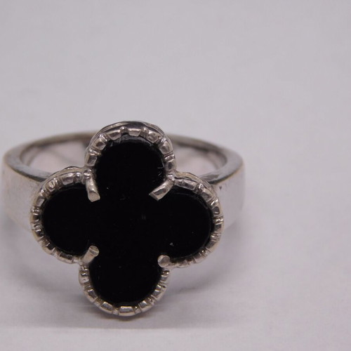 Silver ring 925 Black Clover new, size 58 with black stone