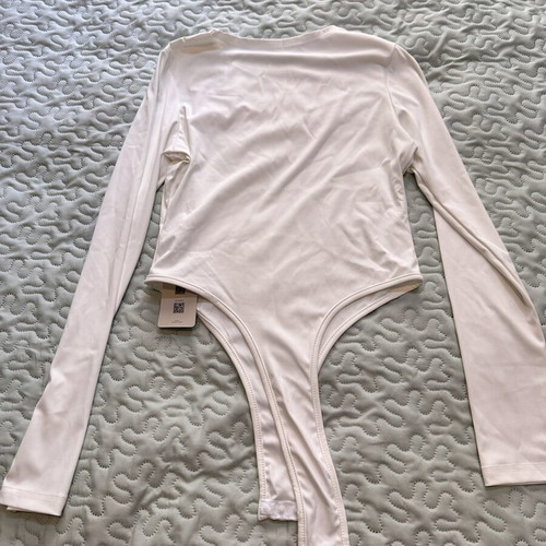 Musara White Long Sleeve Bodysuit Size L New