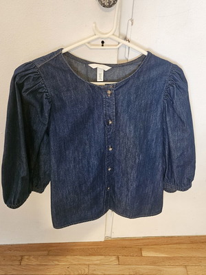 H&M denim shirt with puff sleeves, blue