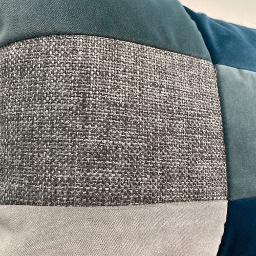 Decorative pillow 40x45 patchwork velvet and linen cotton, new