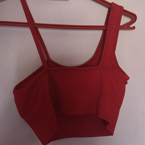 Red top with patches new without tags