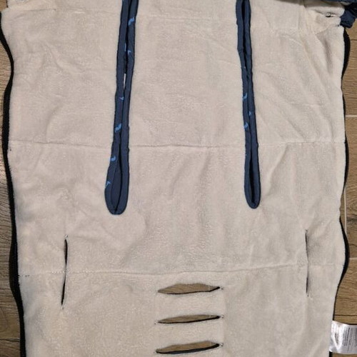 Baby footmuff used, warm with slots for straps