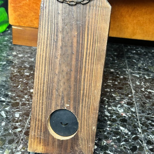 Vintage nautical wall thermometer with wooden base and sailboat