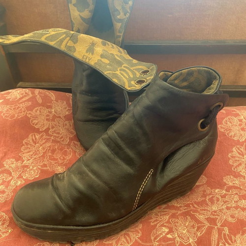Fly London ankle boots used, size 39, black, genuine leather