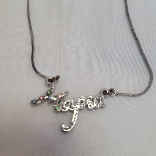 Necklace with the name Maria and colorful rhinestones on the M