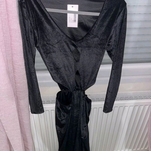 Velvet long dress Judah Club new, black with slit