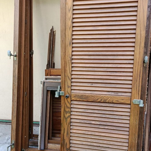 Wooden window and door frames used, set of 6, oak, tilt-and-turn