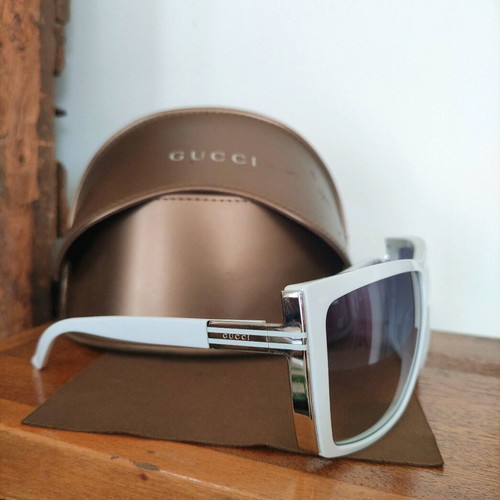Gucci 3127/6 sunglasses white oversized square frame with gradient lenses like new
