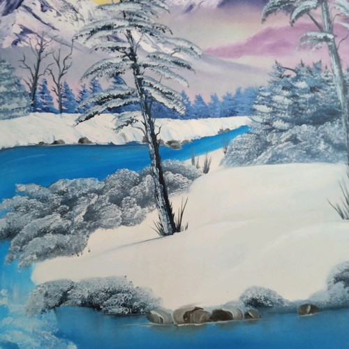 Winter Landscape Painting new, oil on canvas 73x64