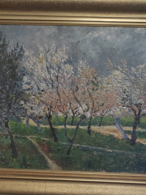 Oil painting on wood used, signed panel 73x62 cm