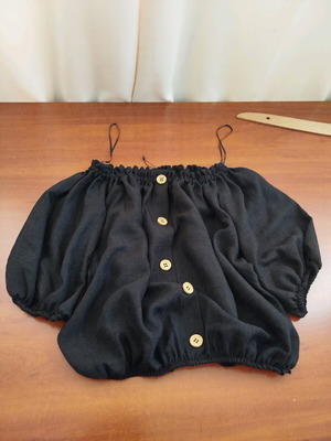 Black linen-type blouse new Greek made