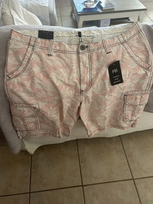 Ανδρική βερμούδα cargo Fisher & Bennet Floral καινούργια XXL ροζ λευκή