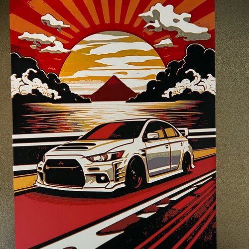 3D image Mitsubishi Evo 9 Hueforge new, embossed decor