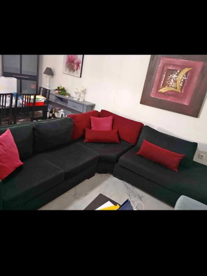 Corner sofa like new, black, 2.7x2.4 m