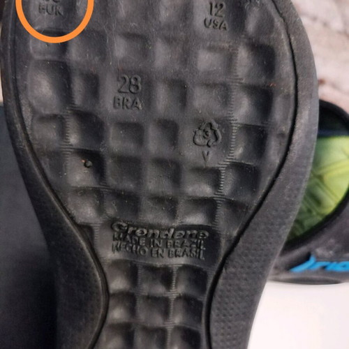 Rider flip-flops used, size 30, black and green