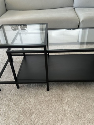 IKEA VITTSJÖ Nesting Coffee Tables set of 2 like new, black metal and glass