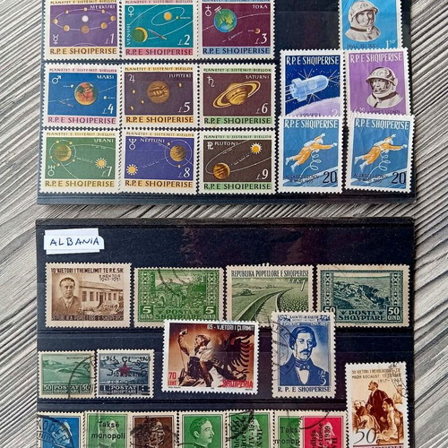 Albanian stamps like new, 2 sheets from 1950-1980 with planet series
