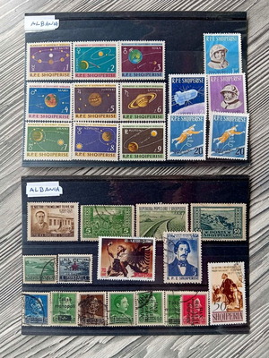 Albanian stamps like new, 2 sheets from 1950-1980 with planet series