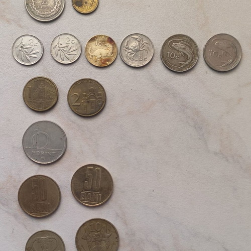 Collectible coins used, pack of 15 from Malta, Cyprus, Poland and more