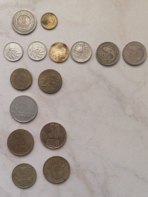 Collectible coins used, pack of 15 from Malta, Cyprus, Poland and more