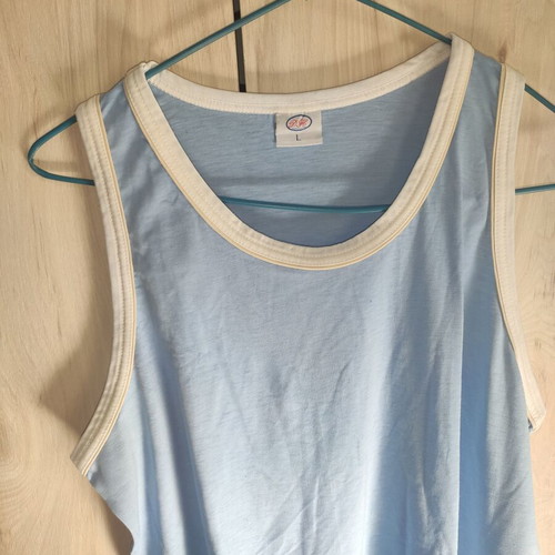 Vintage Unisex Ringer Tank Top turquoise with white trim, like new, size L/M