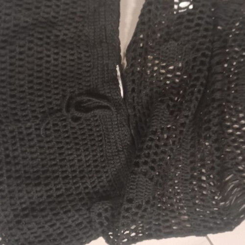 Beachwear set shorts and top black crochet used, size M