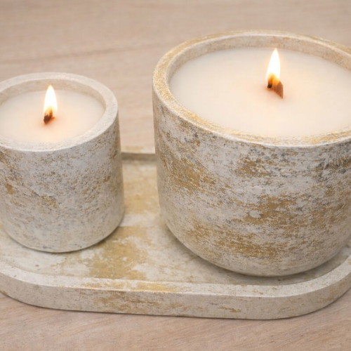 AI Candleart soy candle set with wooden wick and plaster containers