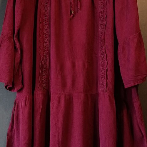 Knox rosé plus size peasant dress with embroidery and lace