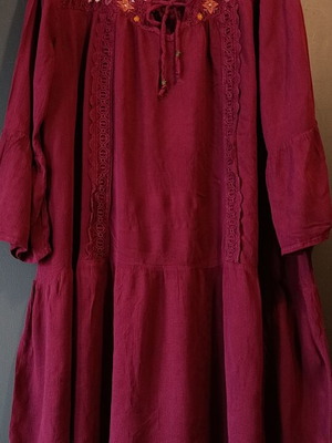 Knox rosé plus size peasant dress with embroidery and lace