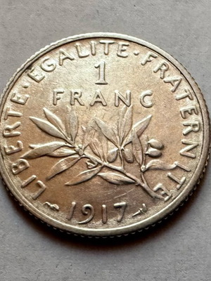 France 1 Franc 1917 silver used XF