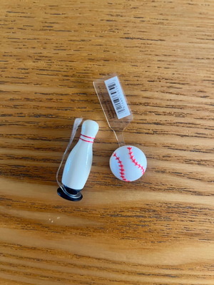 Pins for Crocs, new, set of 2, white and red