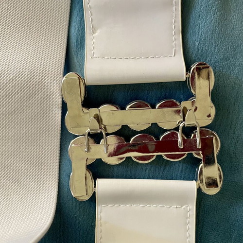 White Elastic Belt with Rhinestones like new