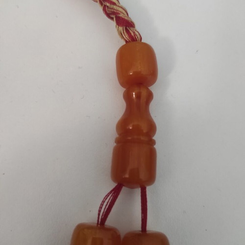 Mastic komboloi worry beads in honey shades, 33 beads